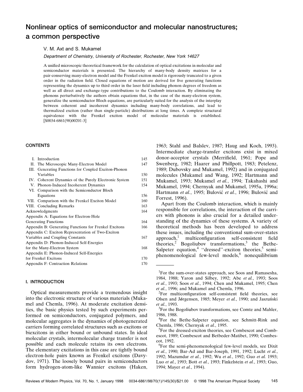 Nonlinear Optics of Semiconductor and Molecular Nanostructures; a Common Perspective