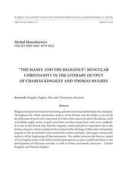 “The Manly and the Religious”: Muscular Christianity in the Literary Output of Charles Kingsley and Thomas Hughes