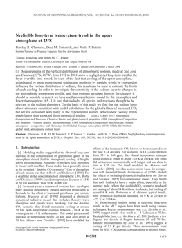 Negligible Longterm Temperature Trend in the Upper Atmosphere At