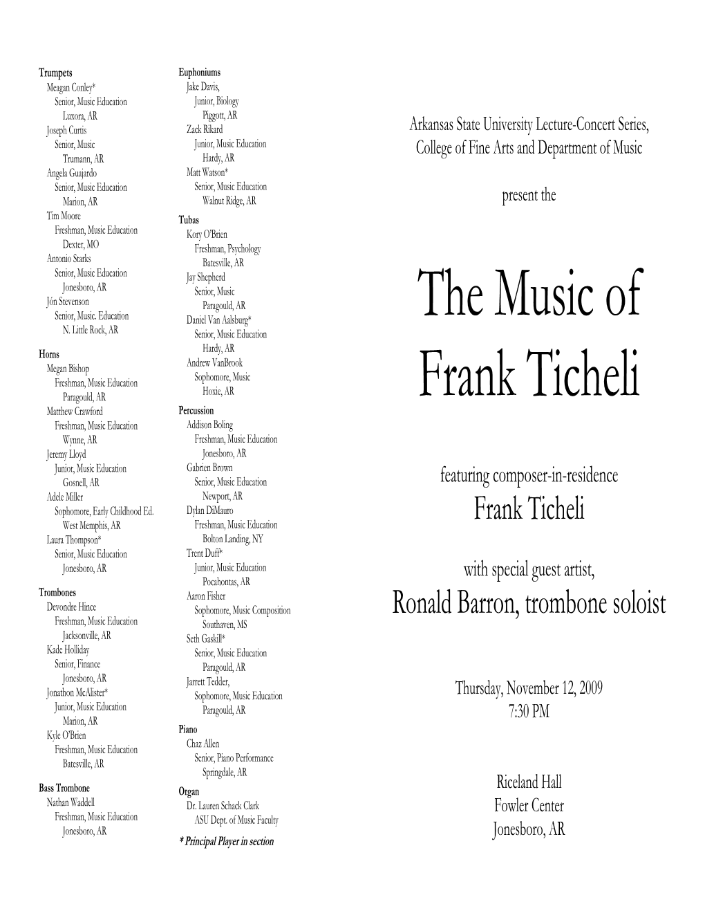 The Music of Frank Ticheli