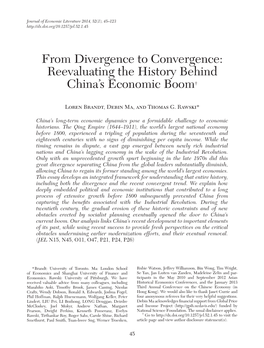 From Divergence to Convergence: Reevaluating the History Behind China’S Economic Boom†