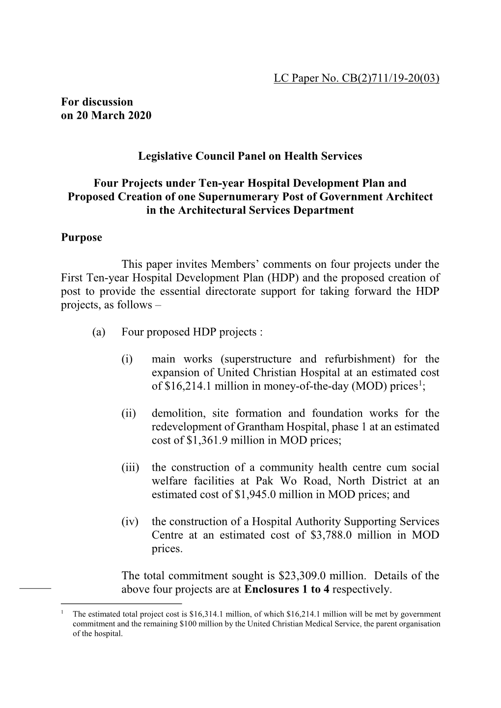 LC Paper No. CB(2)711/19-20(03) for Discussion on 20 March 2020