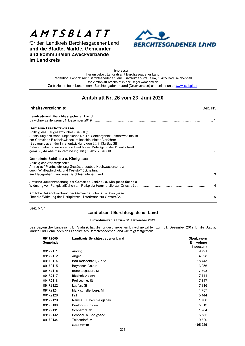 Amtsblatt Nr 26 Vom 23-06-2020