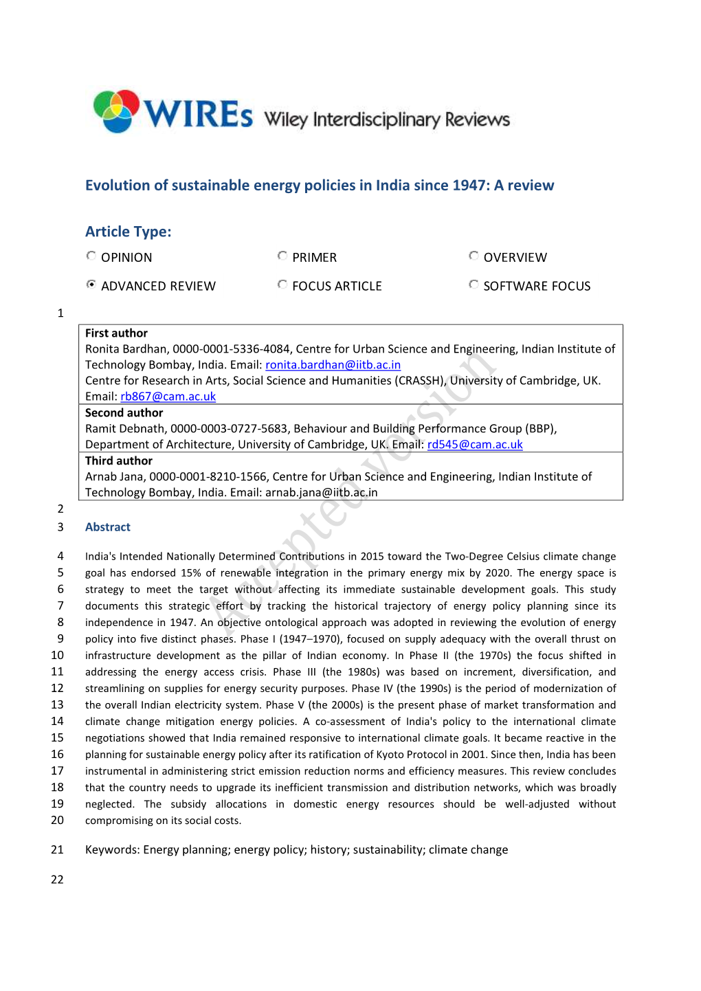 Evolution of Sustainable Energy Policies in India Since 1947: a Review