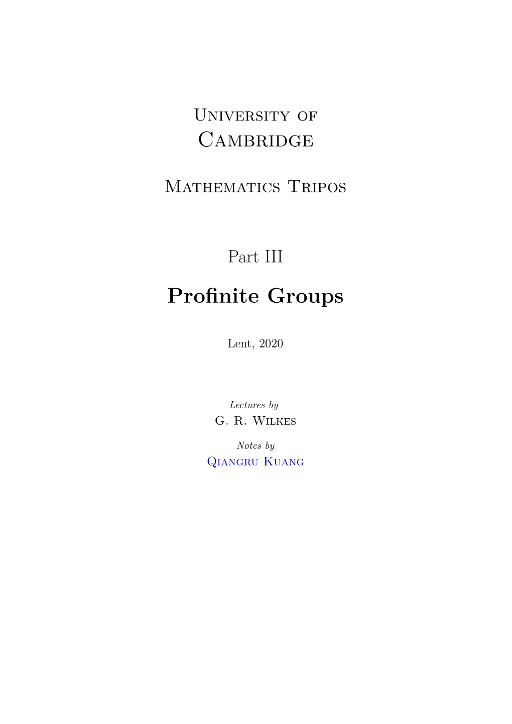 Profinite Groups