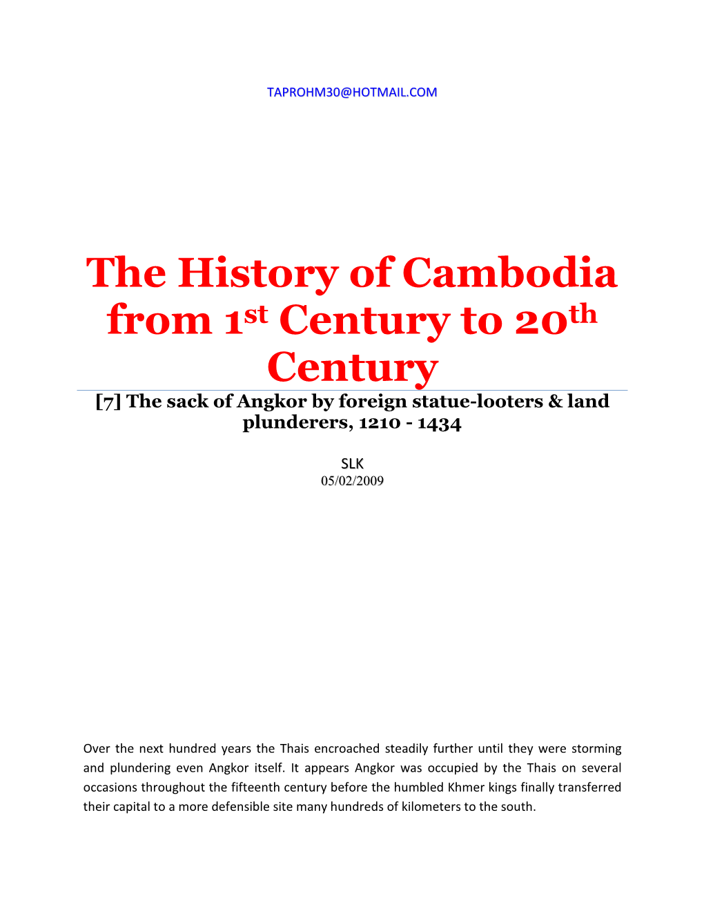 The Sack of Angkor by Foreign Statue-Looters & Land Plunderers, 1210 - 1434