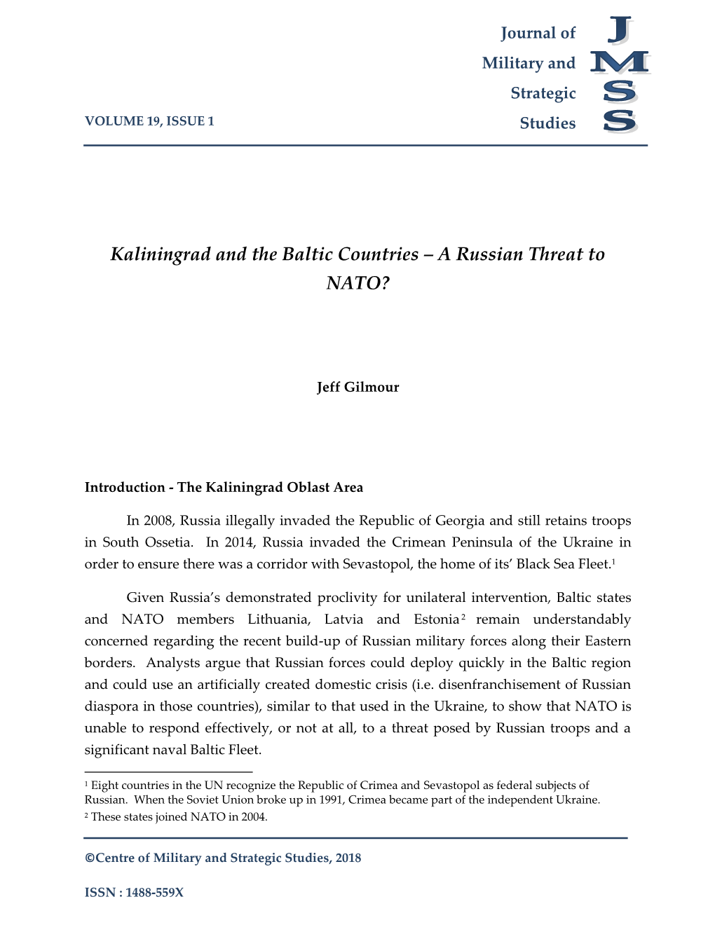 Kaliningrad and the Baltic Countries – a Russian Threat to NATO?