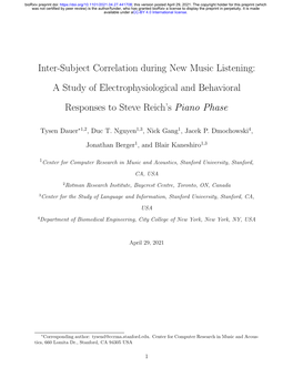 Inter-Subject Correlation During New Music Listening: a Study of Electrophysiological and Behavioral Responses to Steve Reich'