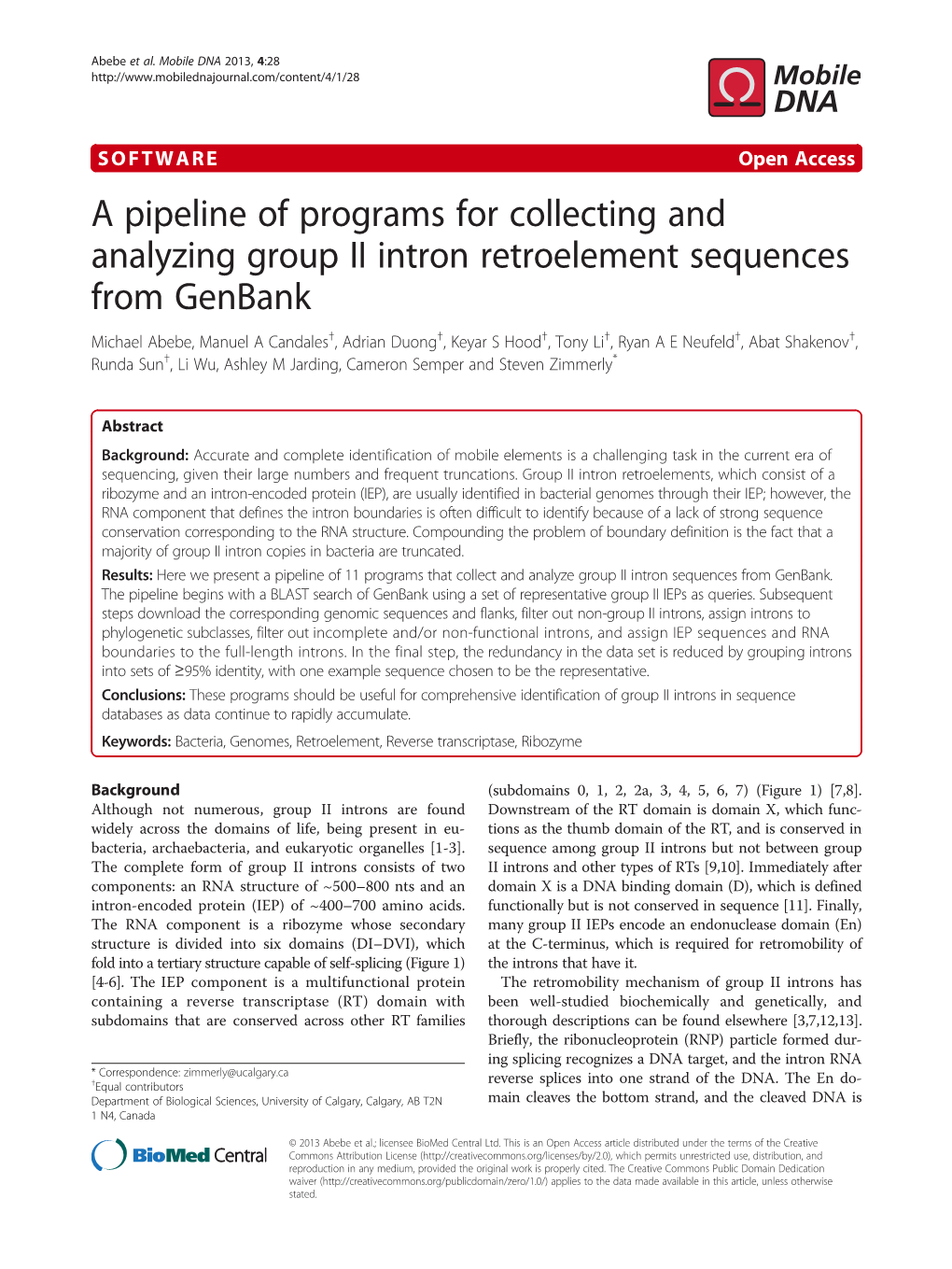 A Pipeline of Programs for Collecting and Analyzing Group II Intron