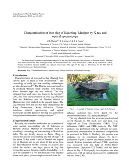 Characterization of Iron Slag of Kakching, Manipur by X-Ray and Optical Spectroscopy