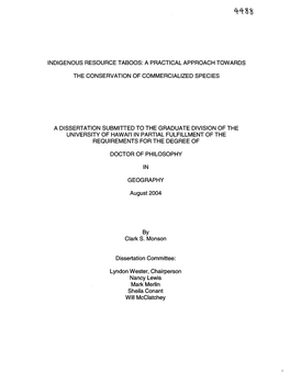 Indigenous Resource Taboos: a Practical Approach Towards