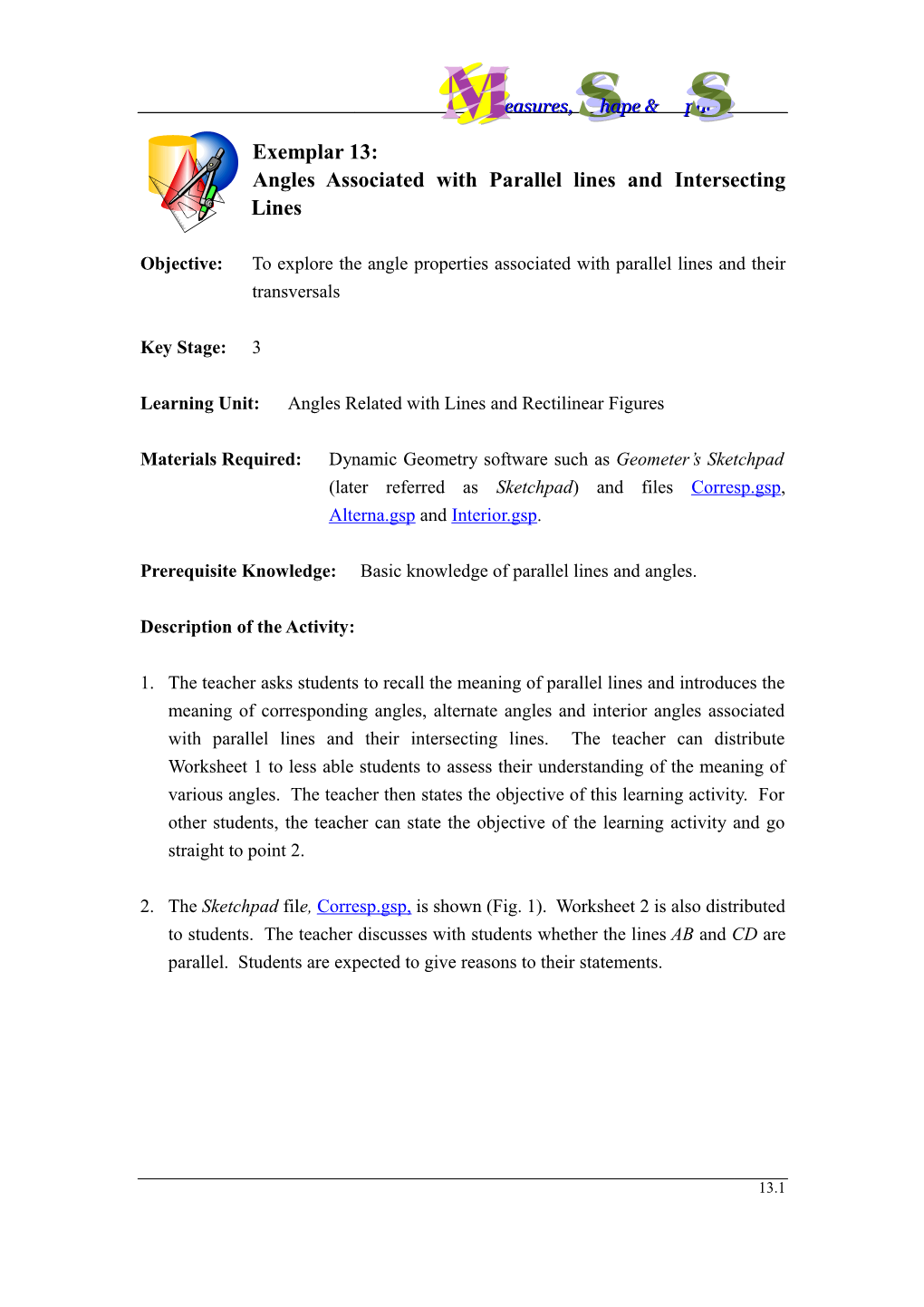 Learning Unit: Angles Related with Lines and Rectilinear Figures