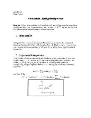 Multivariate Lagrange Interpolation 1 Introduction 2 Polynomial