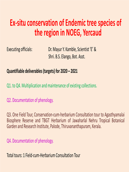 Ex-Situ Conservation of Endemic Tree Species of the Region in NOEG