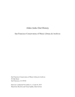 Alden Jenks Oral History