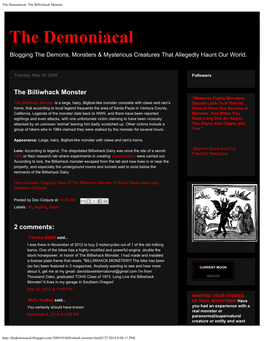 The Demoniacal: the Billiwhack Monster