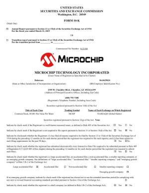 MICROCHIP TECHNOLOGY INCORPORATED (Exact Name of Registrant As Specified in Its Charter)