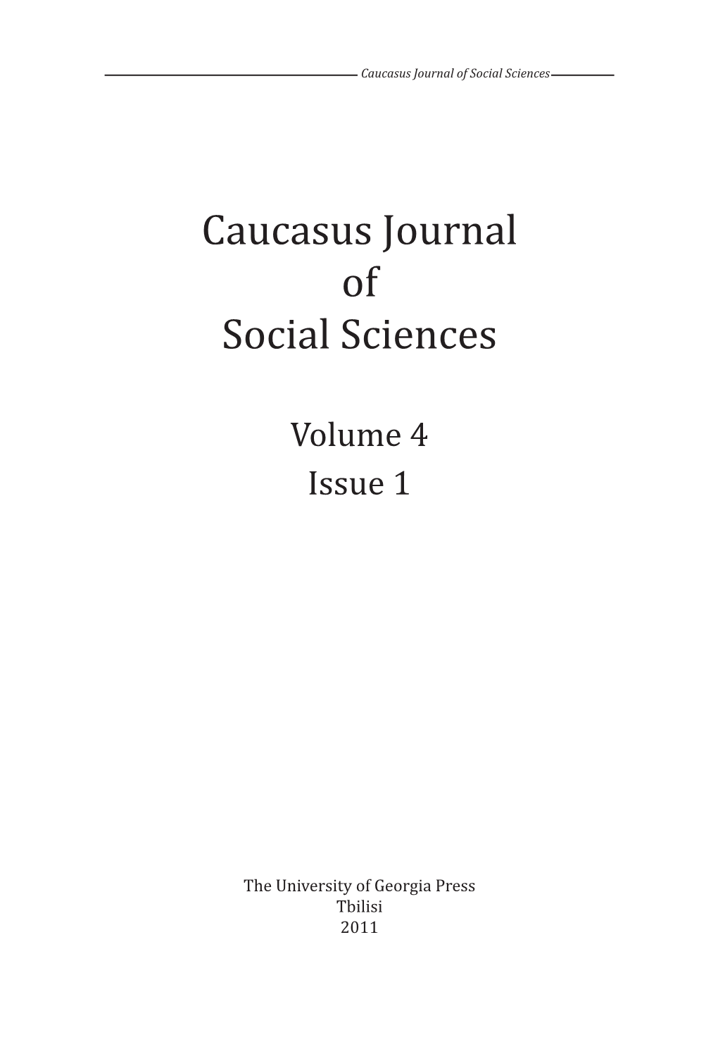 Caucasus Journal of Social Sciences