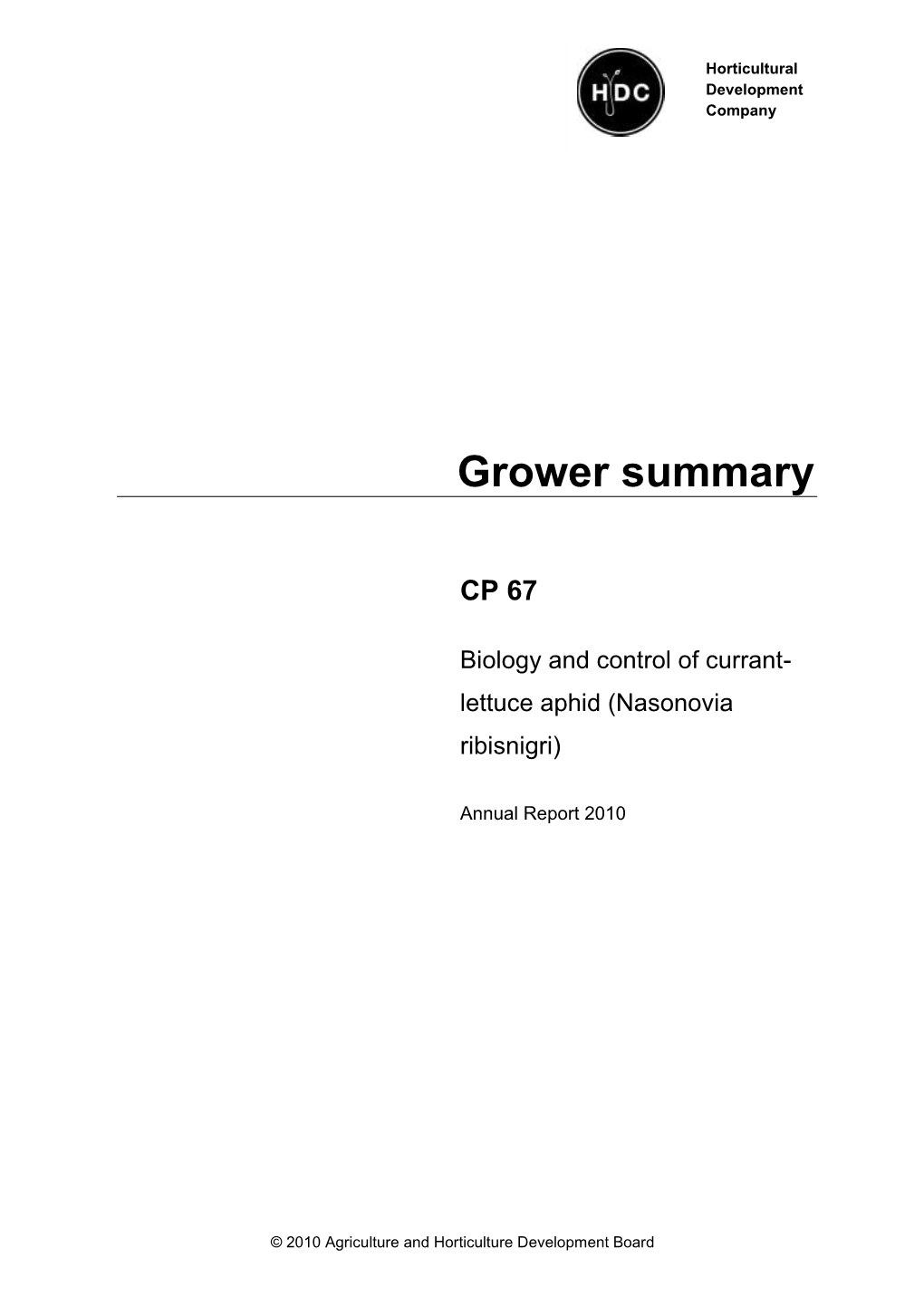 Grower Summary