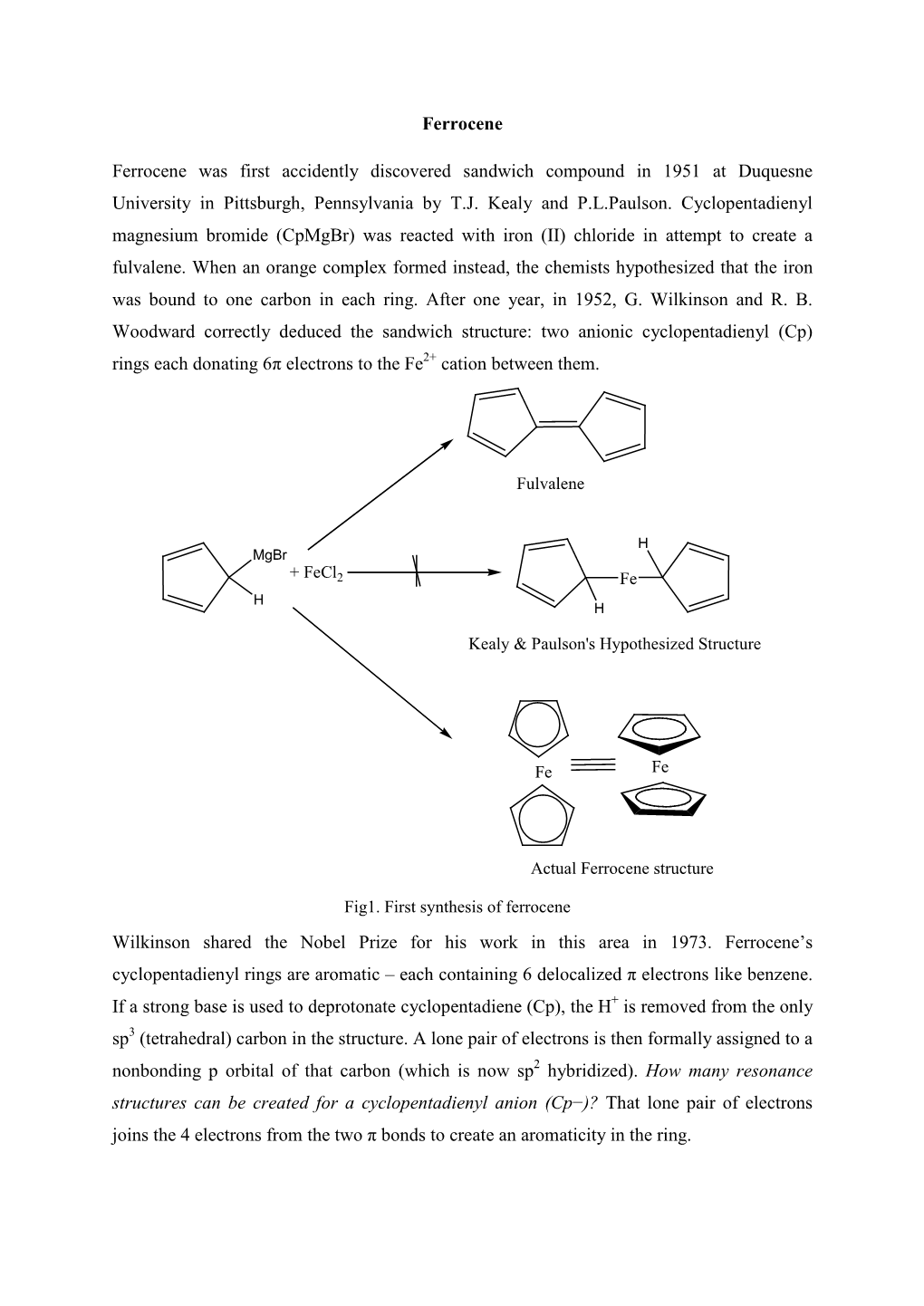 A Qualitative Molecular Orbital Diagram for Ferrocene