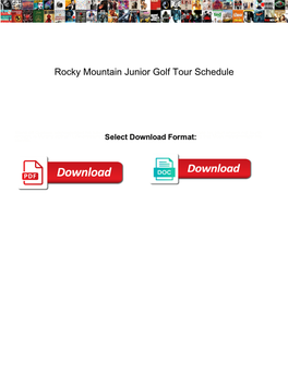 Rocky Mountain Junior Golf Tour Schedule