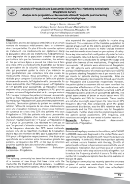 Analysis of Pregabalin and Lacosamide Using the Post-Marketing Antiepileptic Drug/Device Survey