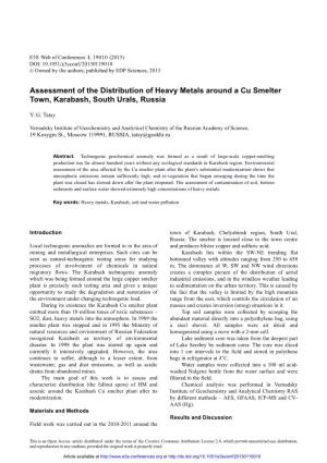 Assessment of the Distribution of Heavy Metals Around a Cu Smelter Town, Karabash, South Urals, Russia