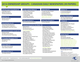 2016 Ownership Groups – Canadian Daily Newspapers