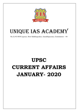 Upsc Current Affairs January- 2020