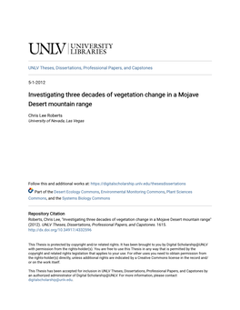 Investigating Three Decades of Vegetation Change in a Mojave Desert Mountain Range