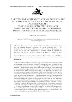 A New Marine Vertebrate Assemblage from the Late
