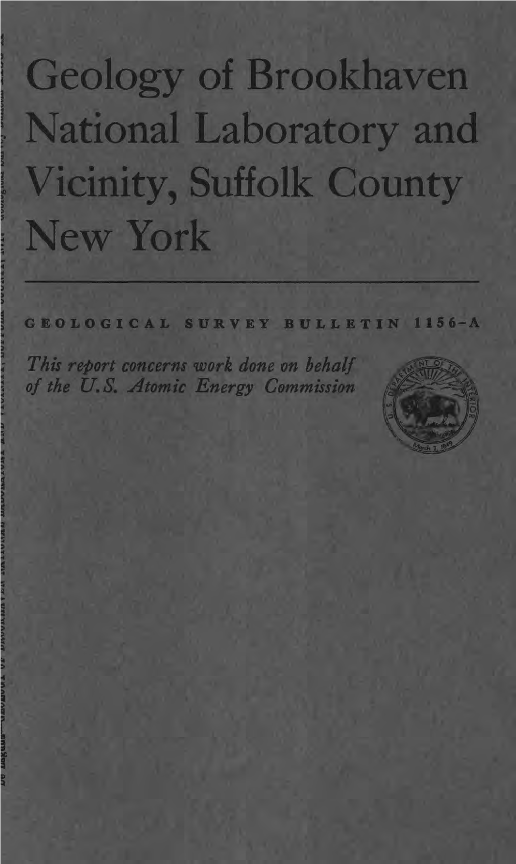 Geology of Brookhaven National Laboratory and Vicinity, Suffolk County New York
