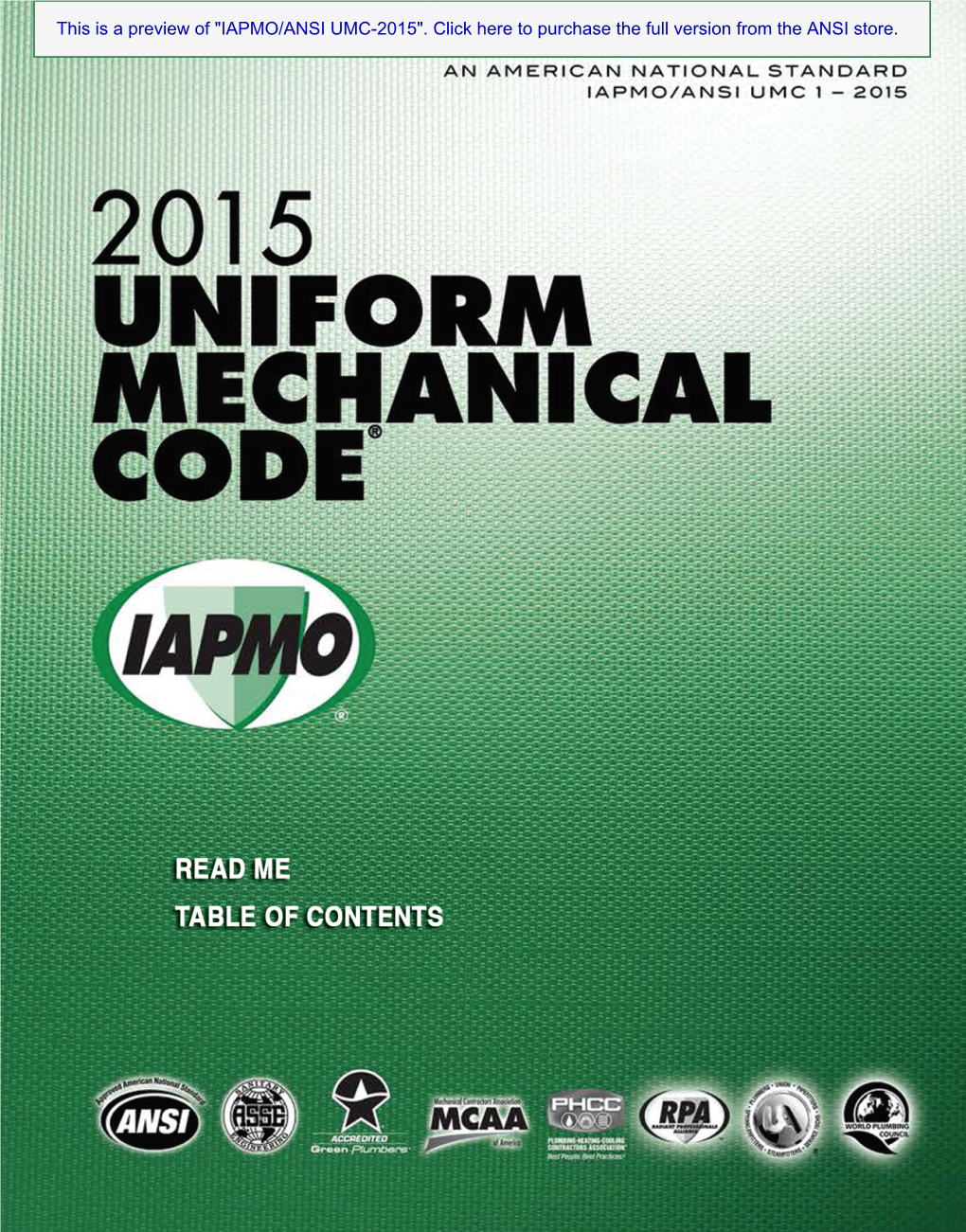 "IAPMO/ANSI UMC-2015". Click Here to Purchase the Full Version from the ANSI Store
