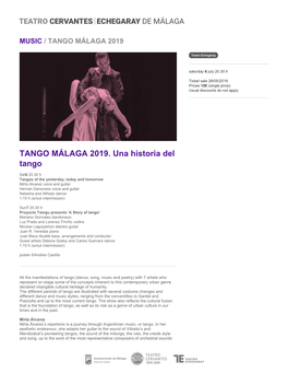 TANGO MÁLAGA 2019. Una Historia Del Tango