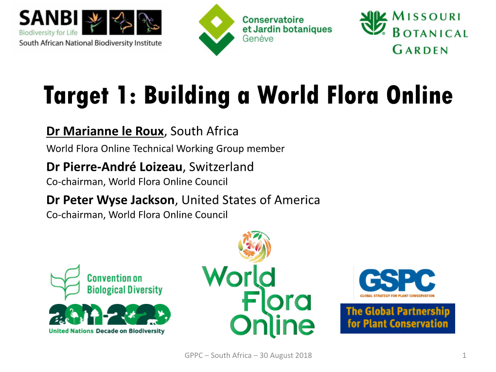 Target 1: Building a World Flora Online