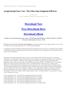 Svup5 [Free] Steve Vai - the Ultra Zone Songbook Online
