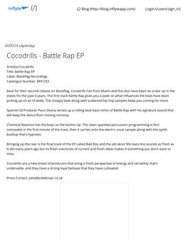 Cocodrills - Battle Rap EP (/)  Blog ( Login (/Users/Sign In)