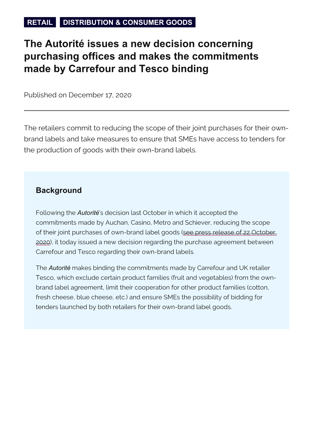 The Carrefour/Tesco Purchase Agreement