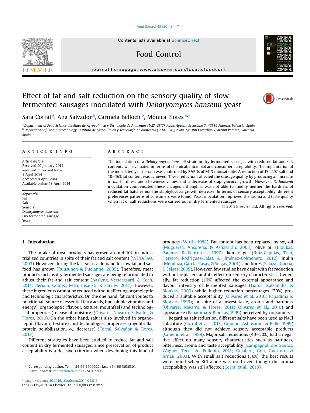 Effect of Fat and Salt Reduction on the Sensory Quality of Slow Fermented Sausages Inoculated with Debaryomyces Hansenii Yeast