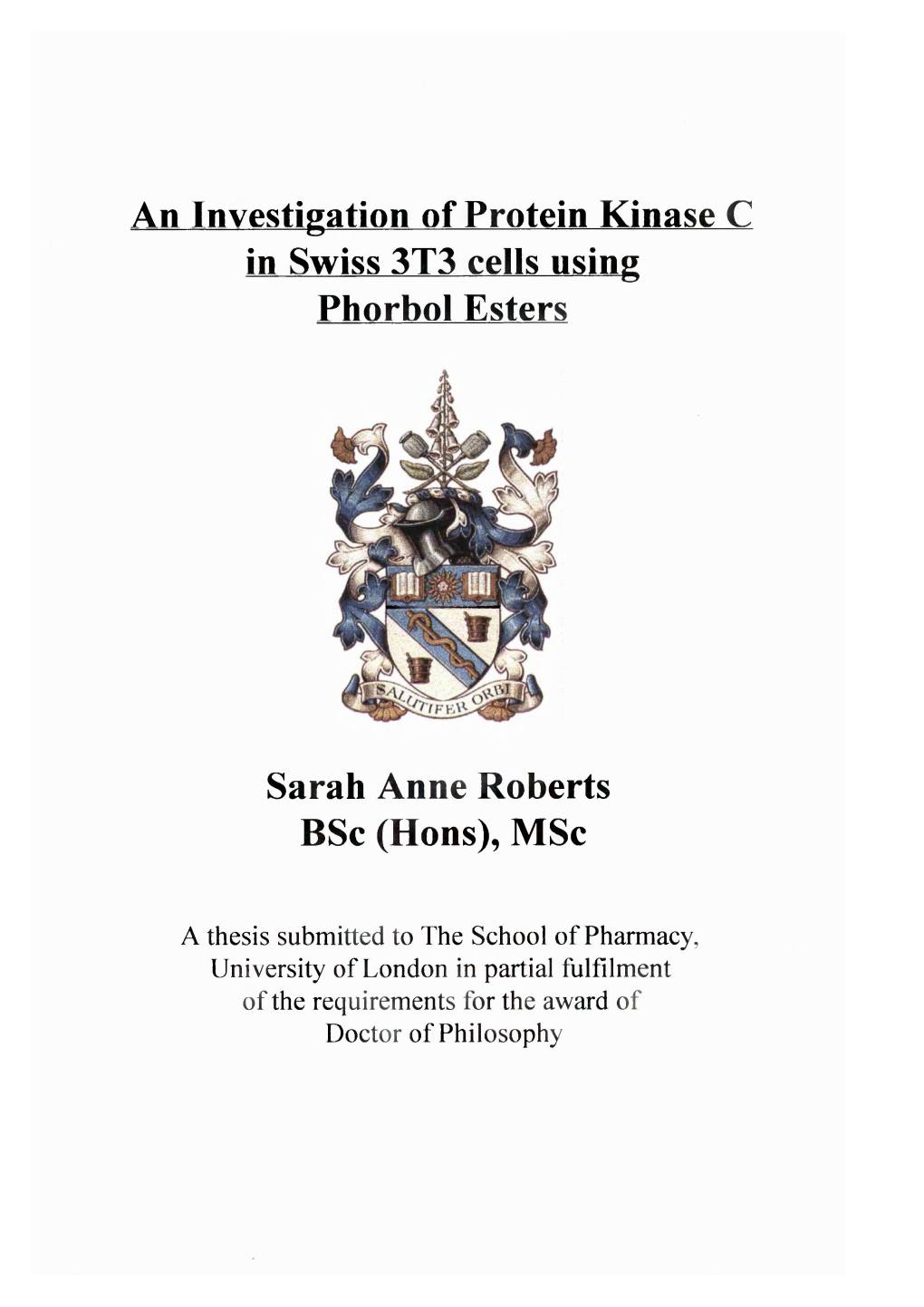 An Investigation of Protein Kinase C in Swiss 3T3 Cells Using Phorbol Esters