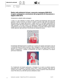 Rapporto Campagna Radon Ticino 2009-2010
