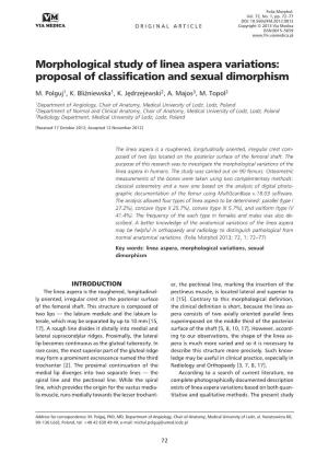 Morphological Study of Linea Aspera Variations: Proposal of Classification and Sexual Dimorphism