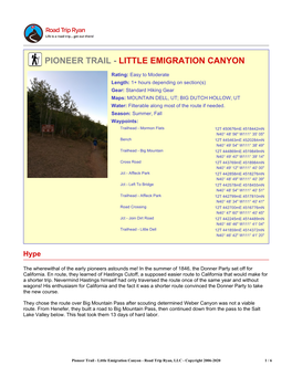 Pioneer Trail - Little Emigration Canyon
