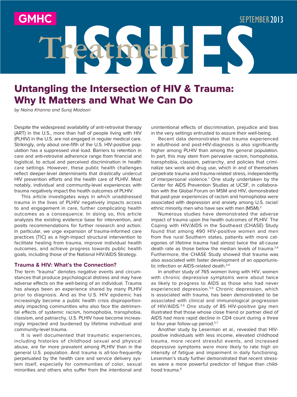 Treatmentissues Untangling the Intersection of HIV & Trauma: Why It Matters and What We Can Do by Naina Khanna and Suraj Madoori