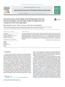 Characterization of the Highly Branched Glycogen from the Thermoacidophilic Red Microalga Galdieria Sulphuraria and Comparison W