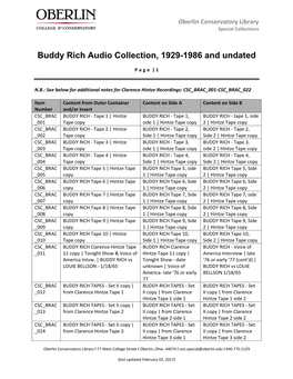 Buddy Rich Audio Collection, 1929-1986 and Undated