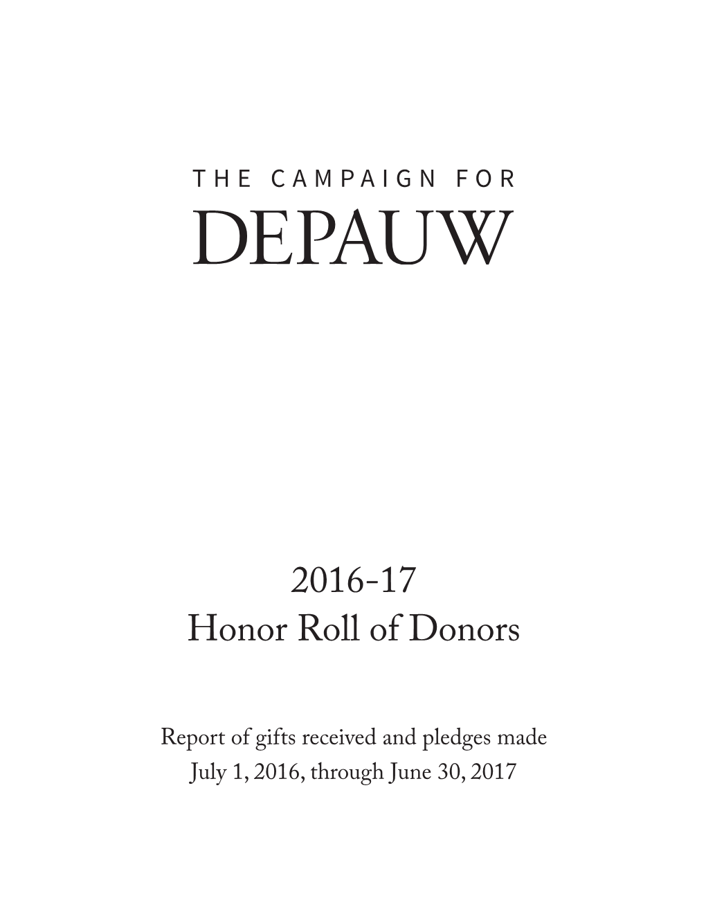 2016-17 Honor Roll of Donors