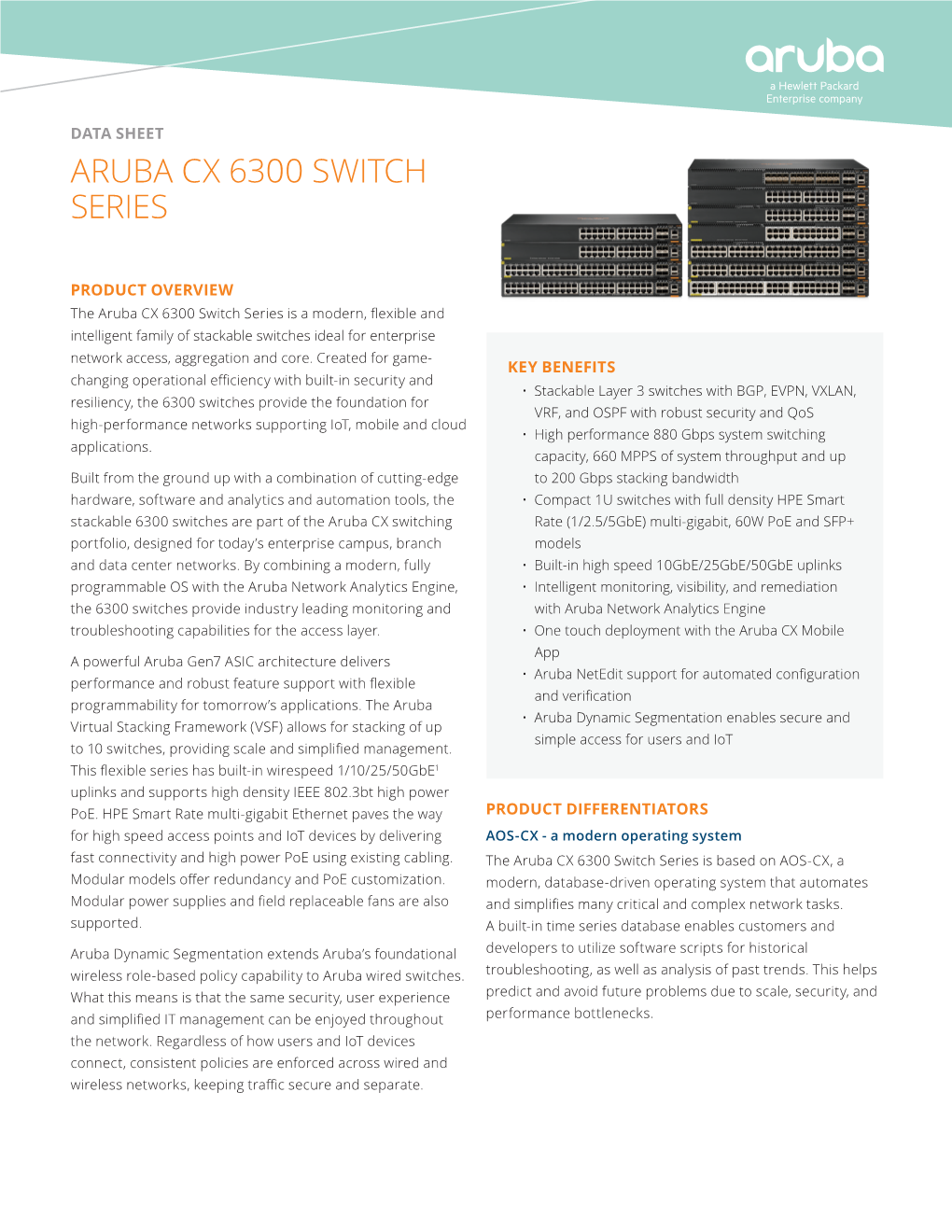 Aruba CX 6300 Series Switch Data Sheet