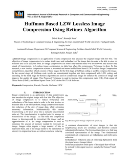 Huffman Based LZW Lossless Image Compression Using Retinex Algorithm