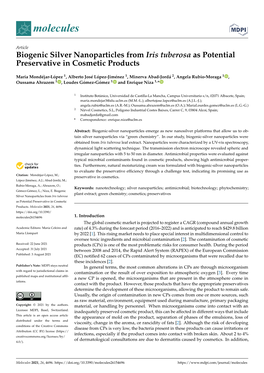 Biogenic Silver Nanoparticles from Iris Tuberosa As Potential Preservative in Cosmetic Products